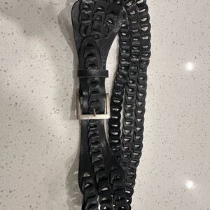 Vintage leather Black Chain Link Belt